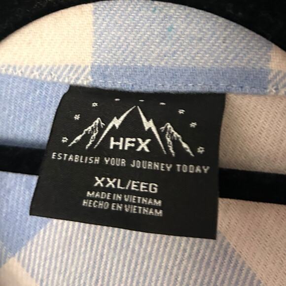HFX Long Sleeve Plaid Flannel Shacket Women's XXL Buffalo Plaid Blue White - Picture 4 of 6